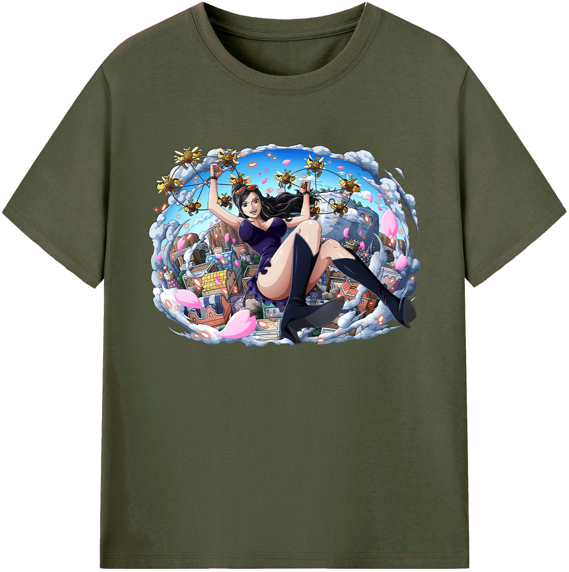ワンピース ニコ・ロビン ONE PIECE Nico Robin 綿100％ メンズ半袖Tシャツ｜肌触りやわらか＆通気性